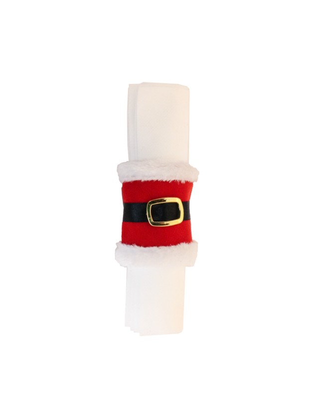 4 RONDS DE SERVIETTES PÈRE NOEL AVEC CEINTURE 7CM X 19CM