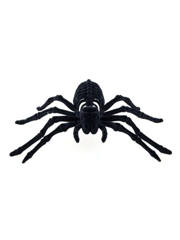 ARAIGNEE SQUELETTE NOIRE FLOQUEE 22CM X 13CM