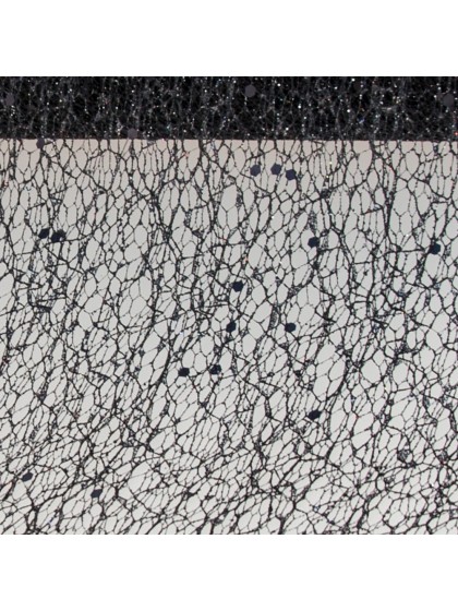 BLACK GLITTERED TABLE RIBBON 10CM X 5M