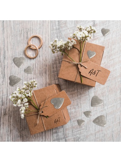 BAG OF 50GR 3D HEARTS TO DISPERSE SILVER 