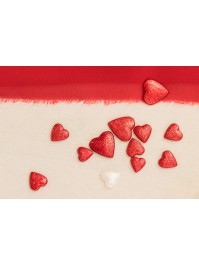 BAG OF 50GR 3D HEARTS TO DISPERSE RED 