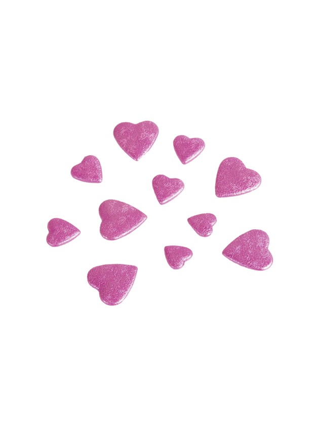 BEUTEL 50 G HERZEN 3D DISP FUCHSIA 2CM/1.5CM