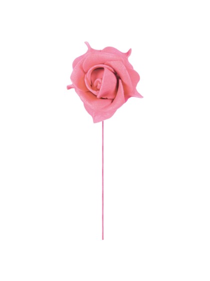 SET OF 6 PINK ROSES ON STEM DIA 5CM