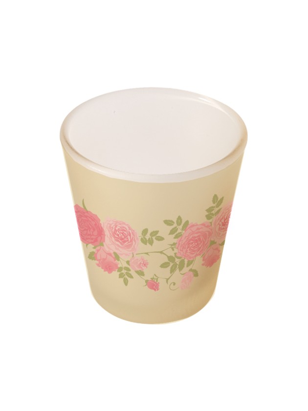 BOUGEOIR VERRE ROSES DIA 5.6CM X 6.8CM