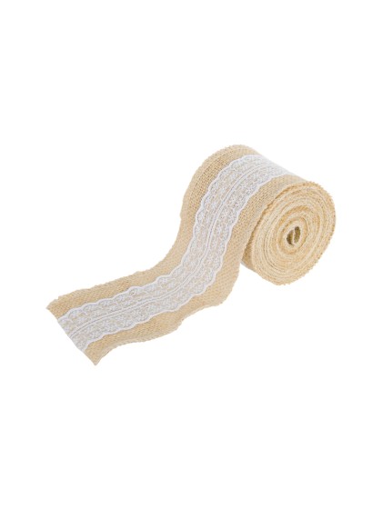 TOILE DE JUTE AVEC DENTELLE 8CM X 5M