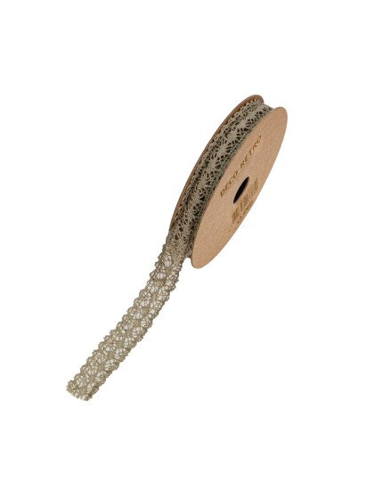 RUBAN COTON DENTELLE TAUPE 1CM X 2M