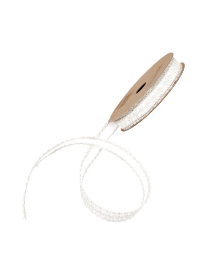 RUBAN COTON DENTELLE BLANC ADHESIF 1CM X 2M