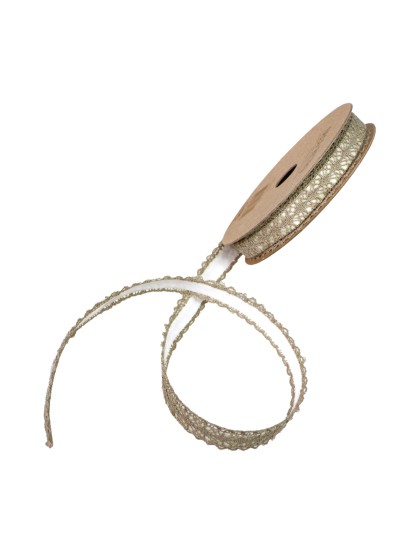 RUBAN COTON DENTELLE TAUPE ADHESIF 1CM X 2M