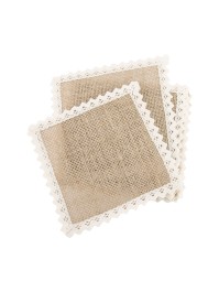 SET 6 NAPPERONS JUTE DENTELLE 12CM X 12CM