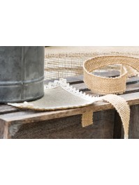 SET 6 NAPPERONS JUTE DENTELLE 12CM X 12CM