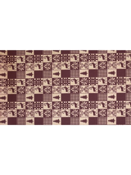 BROWN XMAS DAMIER BURLAP TABLE RUNNER 28CM X 3M