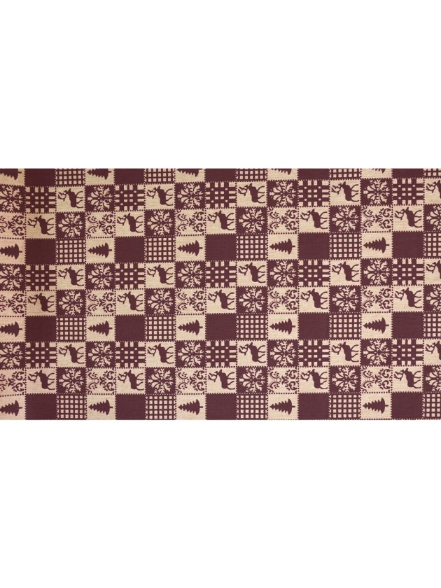 CHEMIN DE TABLE TOILE DAMIER NOEL BRUN 28CM X 3M