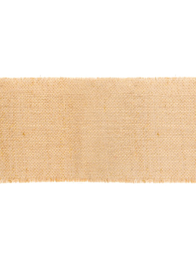 NATURAL/GOLDEN THREAD JUTE TABLE RIBBON 10CM X 5M