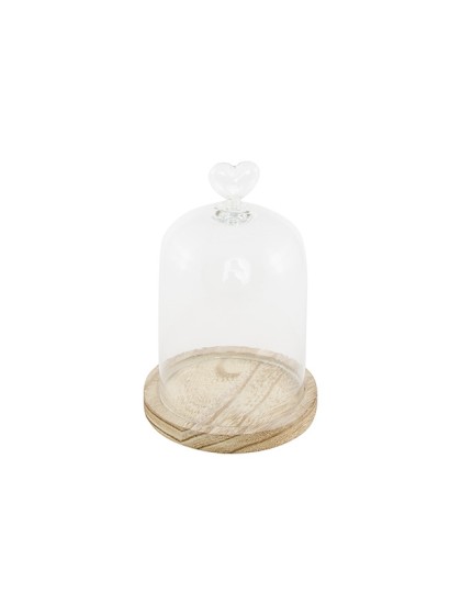 GLOCKE GLAS AUF HOLZSTÄNDER DIA 11CM X 16CM