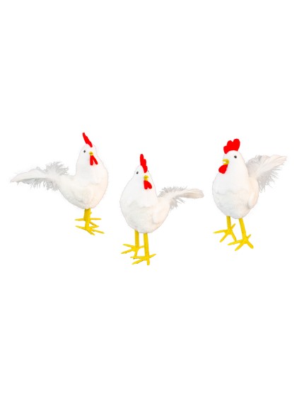 WHITE HEN 3 ASS 9CM X 19CM X 21CM