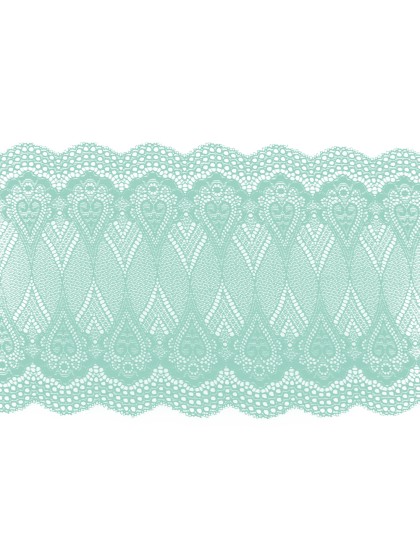 CHEMIN DE TABLE DENTELLE PERSAN VERT D’EAU 18CM X 5M