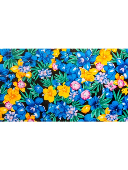 CHEMIN DE TABLE TISSU FLEURS TROPICALES 28CM X 5M