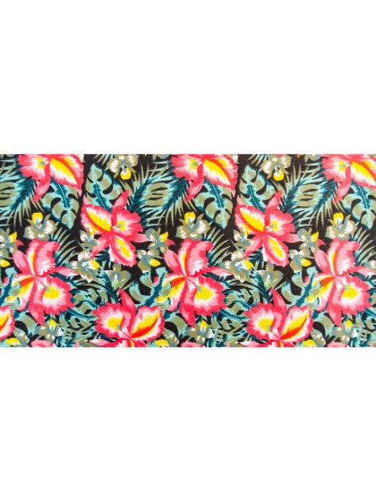 LINEN TROPICAL FLOWERS TABLE RUNNER 28CM X 3M