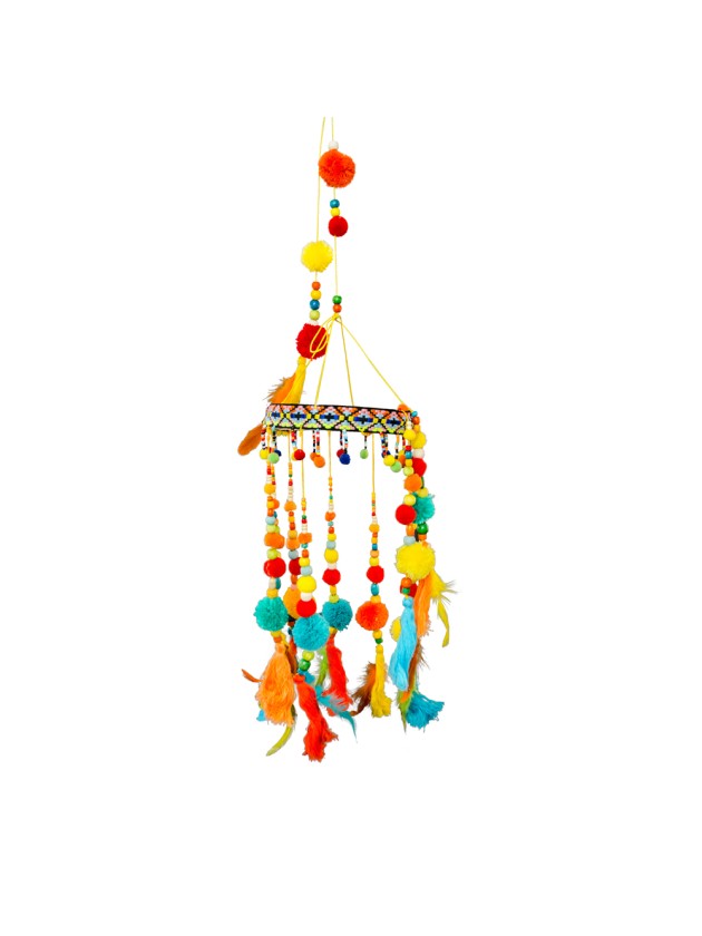 CARILLON PLUMES MULTICOLORES DIA 15CM X 70CM