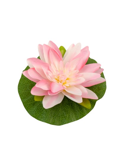 FLEUR DE LOTUS ROSE SUR FEUILLE 22CM