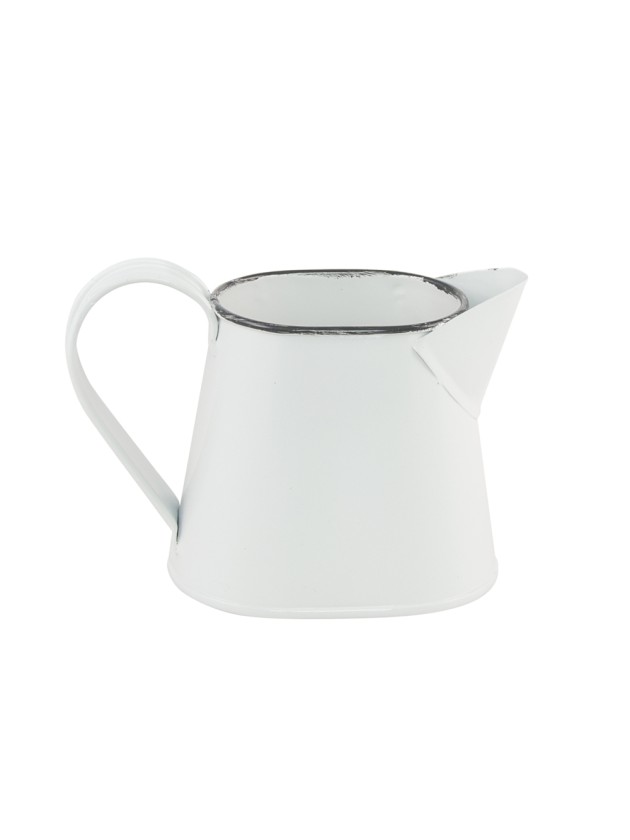 CRUCHE METAL BLANC  12CM X 6CM X 7.5CM