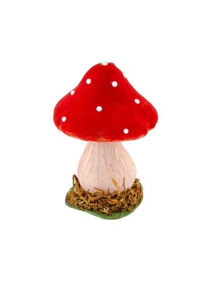 CHAMPIGNON ROUGE SUR SOCLE MOUSSE 9.5CM X 9.5CM X 13CM
