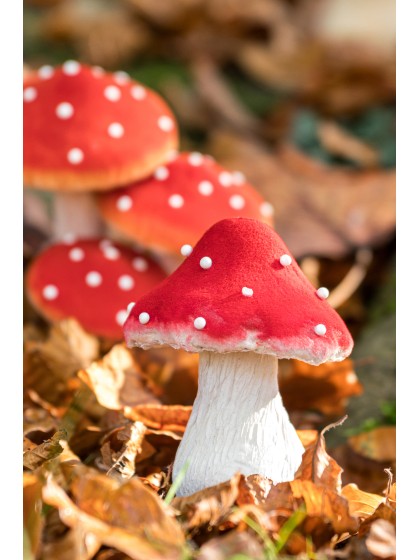 RED MUSHROOM ON MOSS BASE 9.5CM X 9.5CM X 13CM