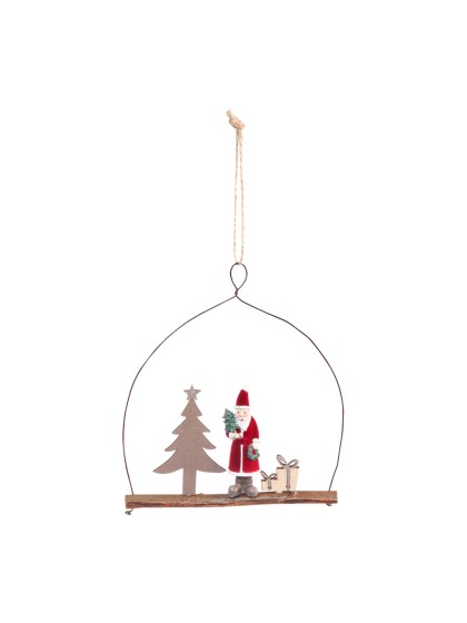 SUSPENSION PERE NOEL RESINE 12.5CM X 3CM X 15CM