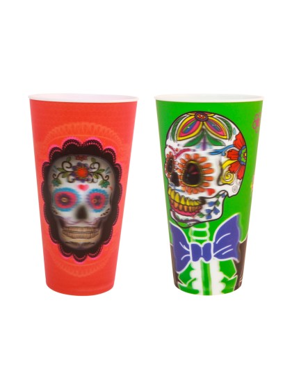 PP 3D CUP DAY OF THE DEAD 2 ASS DESIGNS 10X18.5CM 850ML
