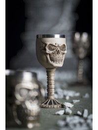 POLYRESIN SKULL GLASS 18,5 X 8 X 8 CM 