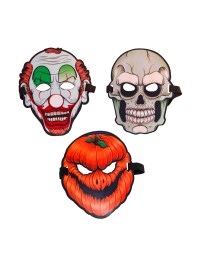 MASQUE LUMINEUX LEDS - 3 MOD ASS CLOWN /SQUELETTE/CITROUILLE 