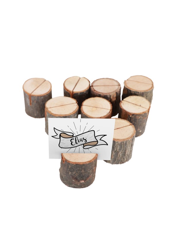 SET 9 TISCHKARTEN HOLZSCHEIBEN DIA 3.5CM X 3.2CM