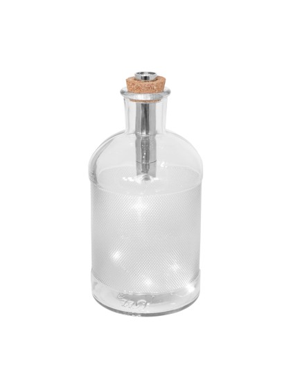 BOUTEILLE TRANSPARENTE 5 LEDS DIA 10.3CM X 22CM