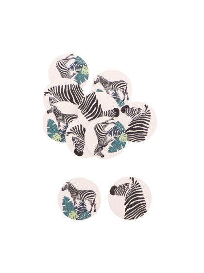 SET DE 12 CONFETTI ZEBRE ADH  2 ASS DIA 2.8CM