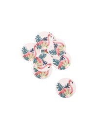 SET 12 ADHESIVE CONFETTI FLAMINGO DIA 2.8CM