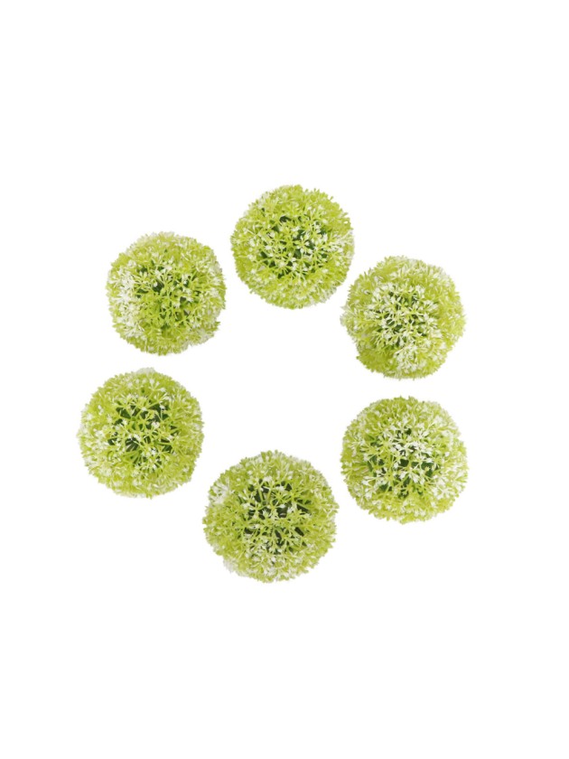 LOT 6 BOULES DECO HERBE DIA 8CM