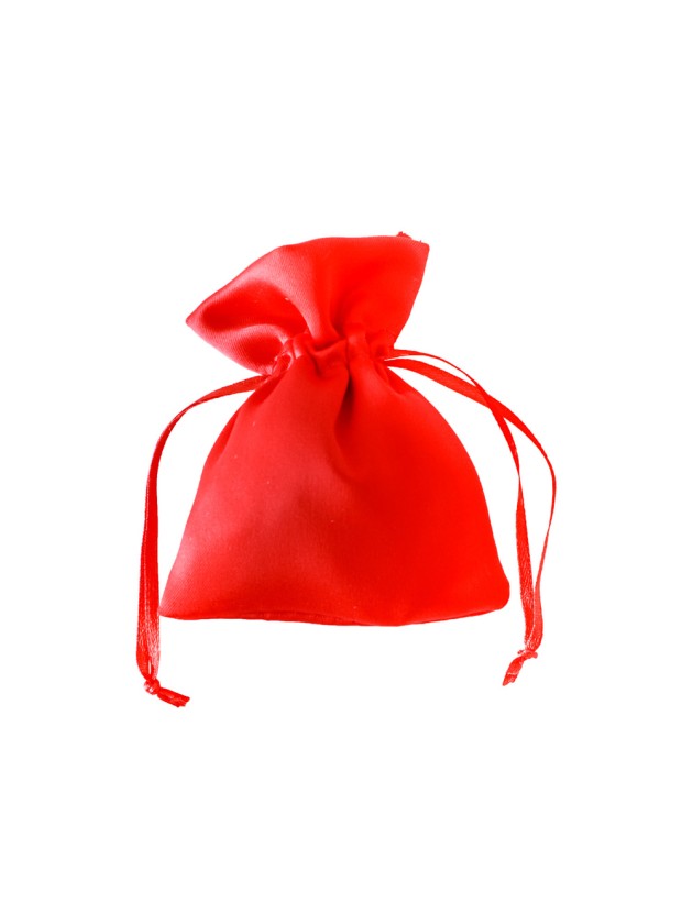 SACHET 4 BOURSES ROUGES SATIN 8CM X 10CM