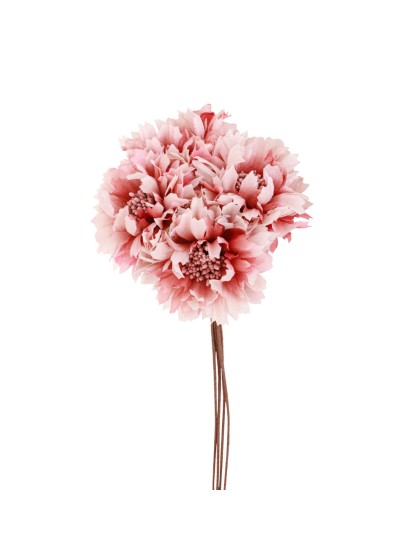 BOUQUET 4 FLEURS VIEUX ROSE 26CM / BOUTON DIA 6CM