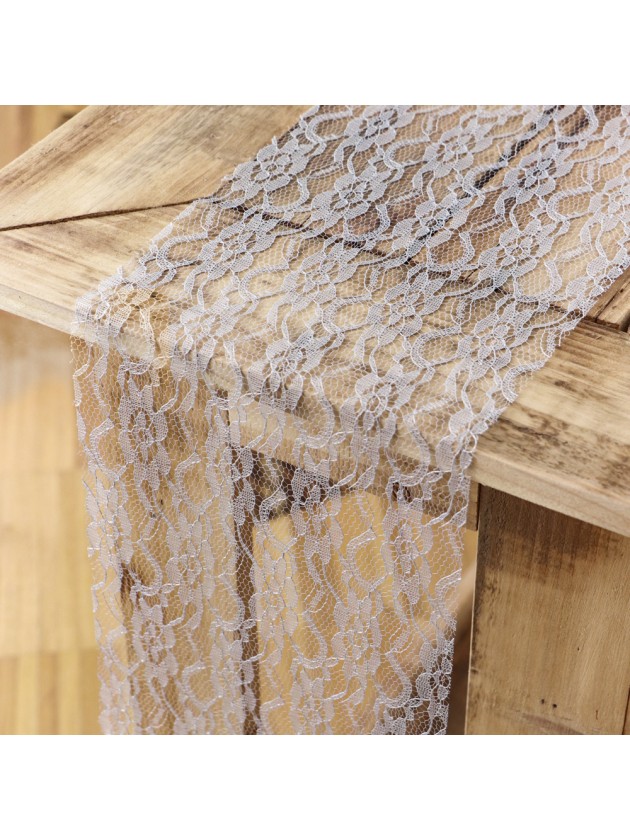 3 CHEMINS DE TABLE DENTELLE GRIS CLAIR 19CM X 3.1M