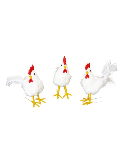 WHITE HEN 3 ASS 5CM X 12CM X 11CM