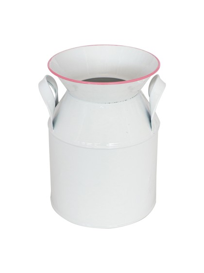 POT A LAIT METAL BLANC/ROSE DIA 12CM X 17.5CM