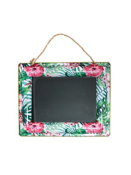 ARDOISE METAL FLEURS TROPCIALES A SUSPENDRE 30.5CM X 24.5CM X 1.5CM