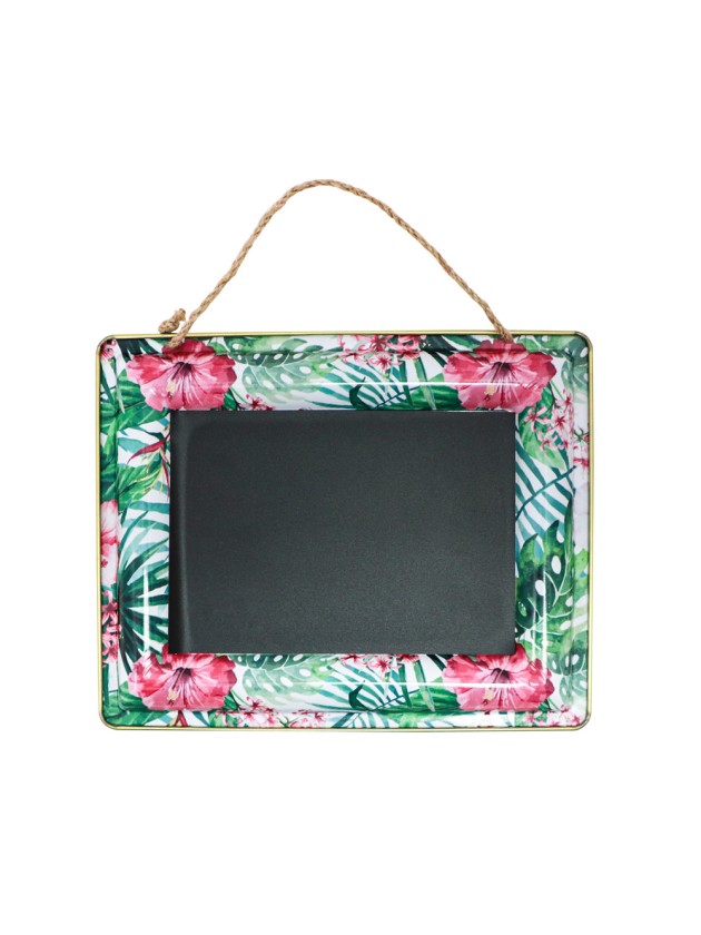 ARDOISE METAL FLEURS TROPCIALES A SUSPENDRE 30.5CM X 24.5CM X 1.5CM