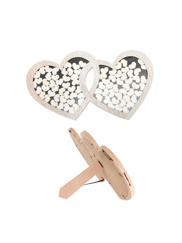 CADRE DOUBLE COEUR BOIS AVEC 85 COEURS 60.5CM X 2CM X 37CM