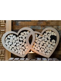 RAHMEN DOUBLE HERZ HOLZ MIT 85 HERZEN 60.5CM X 2CM X 37CM