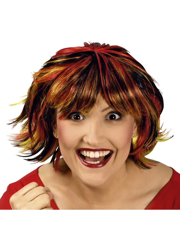 PERÜCKE PIXIE SCHWARZ ROT GELB 