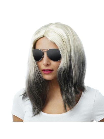 WIG MARLEEN SILVER-BLOND WITH BLACK GREY ENDS 