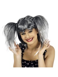 WIG ZORA BLACK WHITE WITH 2 PLAITS 