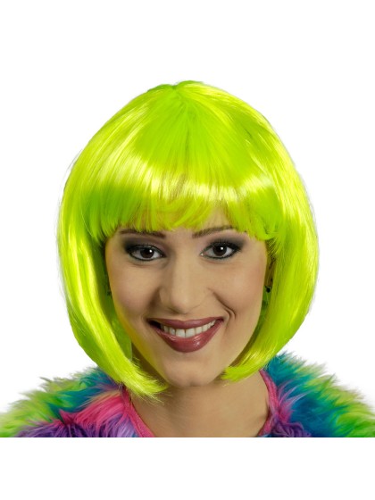 PERRUQUE FOXY VERT FLUO ININFLAMMABLE 