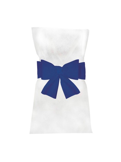 6 BLUE BOWS FOR CHAIR COVERS 19CM X 3M